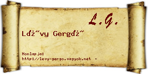 Lévy Gergő névjegykártya
